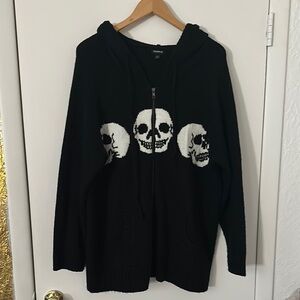 Black Hoodie with Triple Skull Design